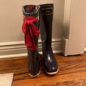 Joules Evedon Navy Rainboots with Bows